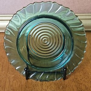 Vintage Jeanette Petal Swirl Ultramarine Depression Glass Butter Dish 1930s